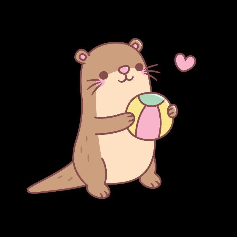 Cute Otter Playing With Beach Ball