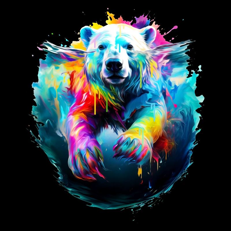 Bemalter Eisbär beim Schwimmen