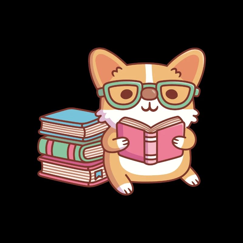 Cute Corgi With Glasses Reading A Book