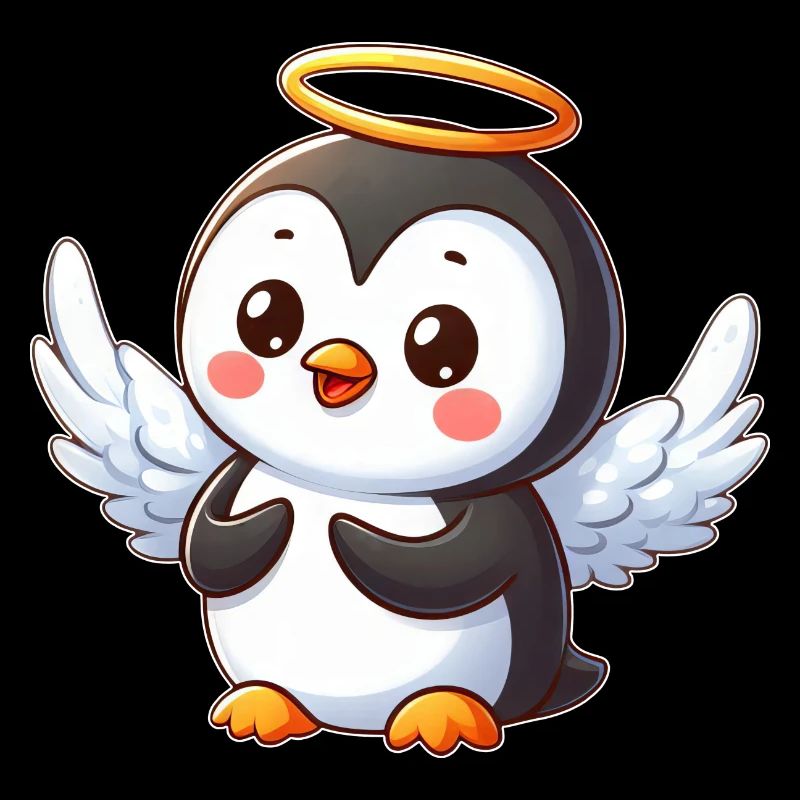 Leuke pinguïnengel met vleugels en aureool