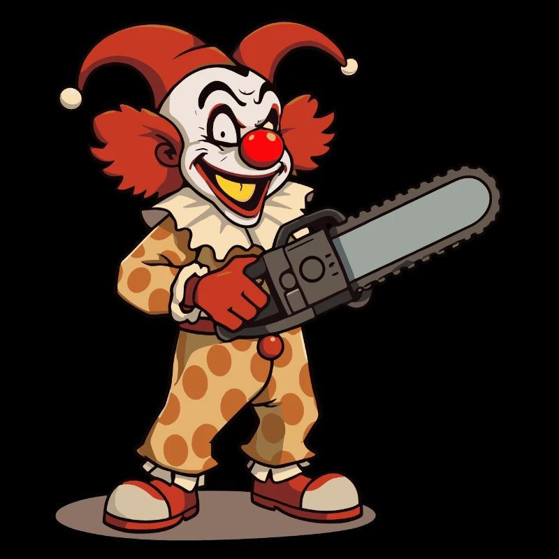 Clown effrayant avec tronçonneuse