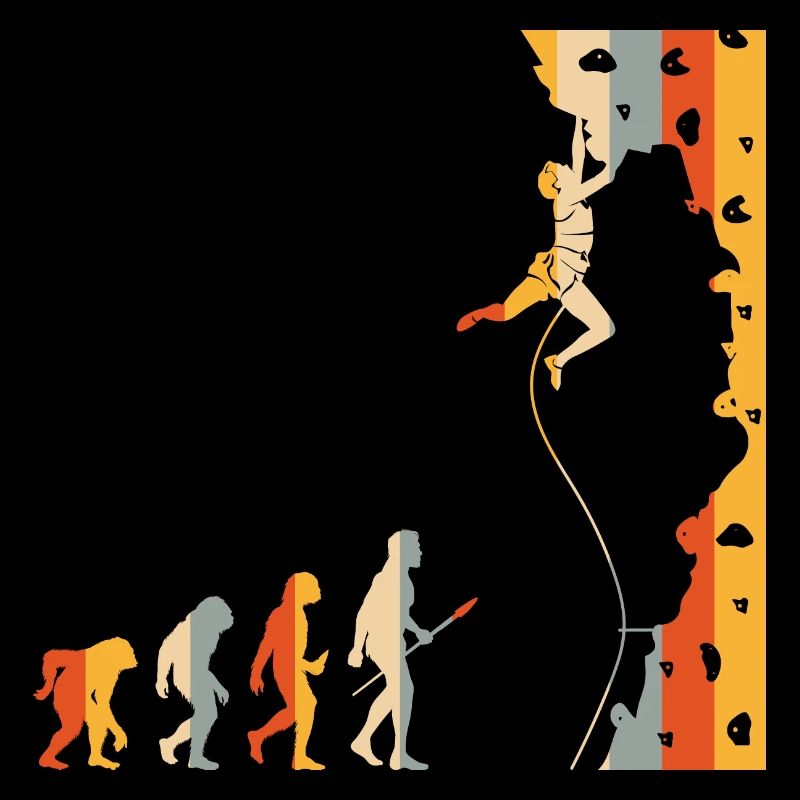 Vintage Wall Climbing Human Evolution Bouldering