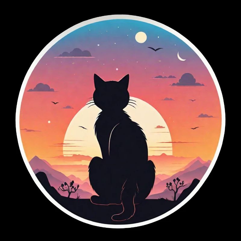 Cat Landscape and Sunset