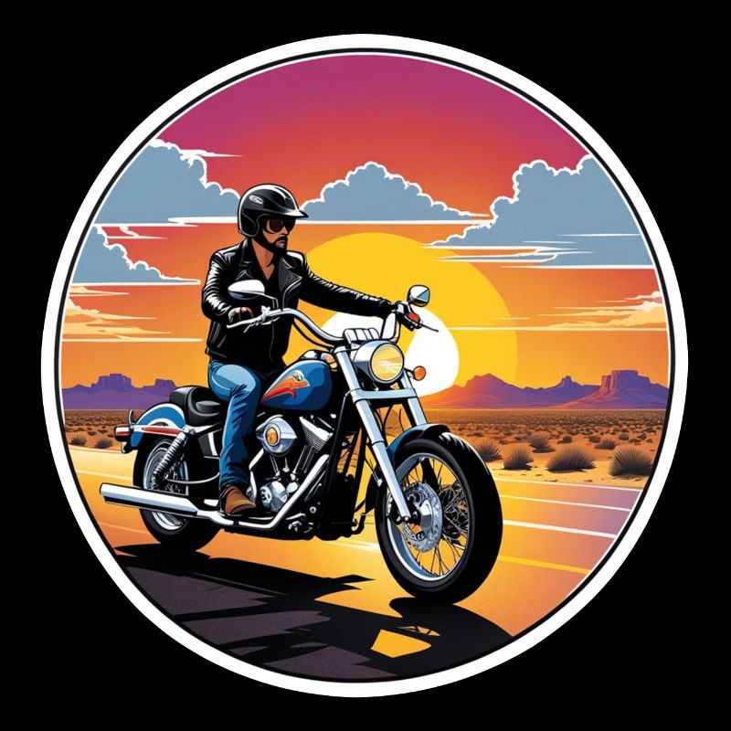 Motorcycle and Sunset, Biker Gift