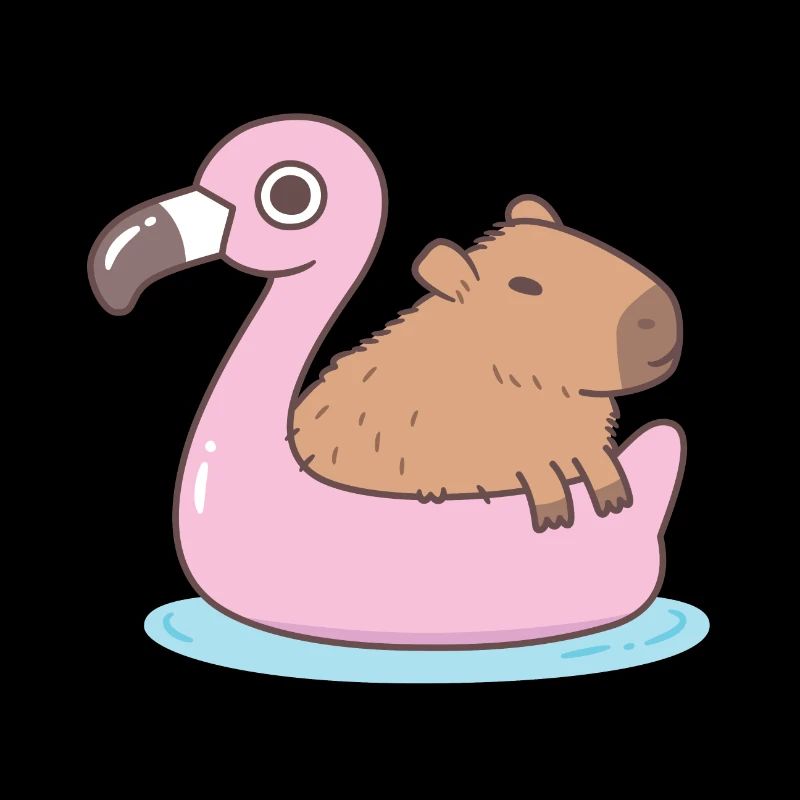 Cute Capybara Chilling On Flamingo Pool Float