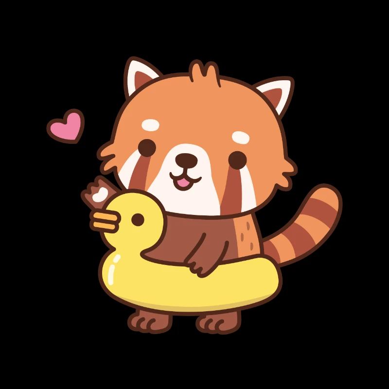 Cute Red Panda With Yellow Duck Pool Float Summer