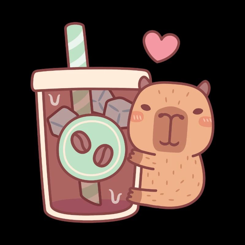 Mignon Capybara aime le café glacé