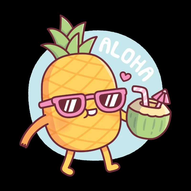 Ananas Aloha avec lunettes de soleil et eau de