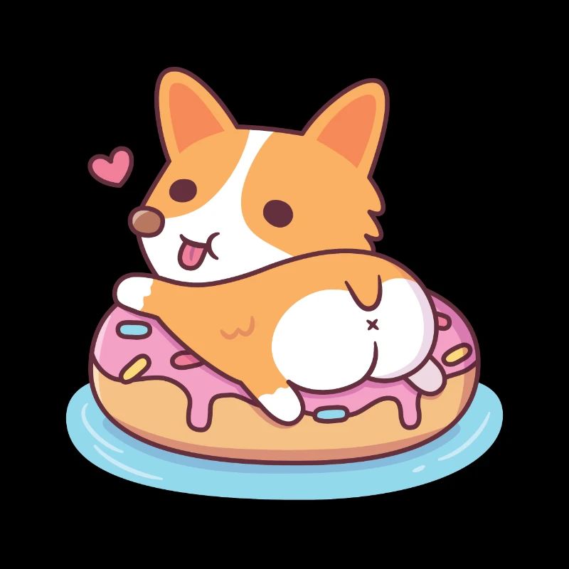 Süßer Corgi zeigt Hintern auf Donut Pool Float