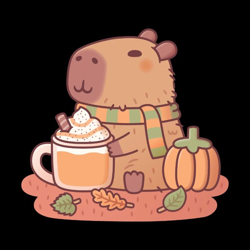 Süßes Capybara Pumpkin Spice Latte Herbstsaison