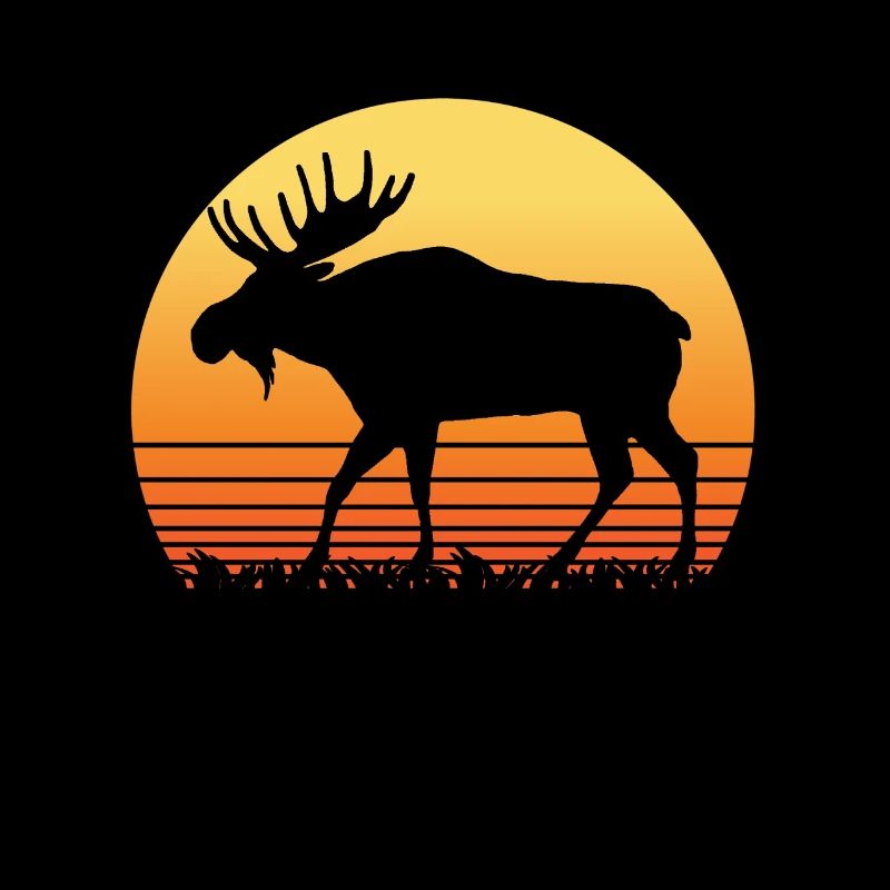 Retro Moose Sun Silhouette