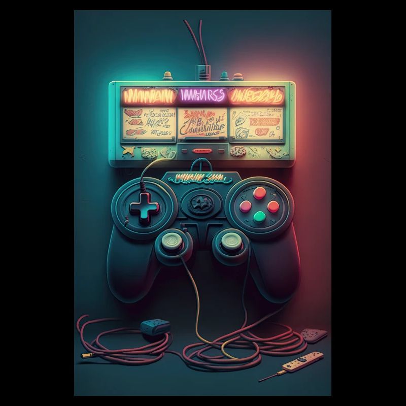 Gaming Controller im Neon-Art Style
