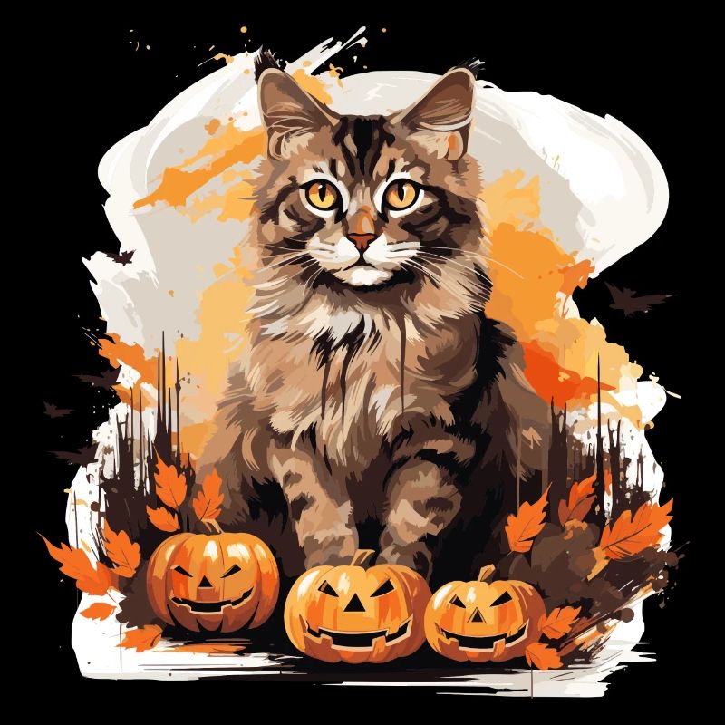 Maine Coon Fall Halloween Cat