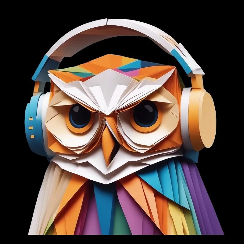 Cool owl with headphones