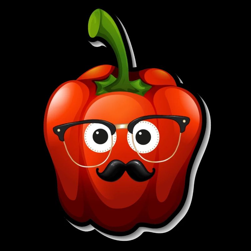 Habanero, chilli, glasses, nerd glasses, beard, illu