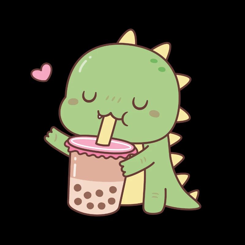 Cute Dino Love Boba Tea