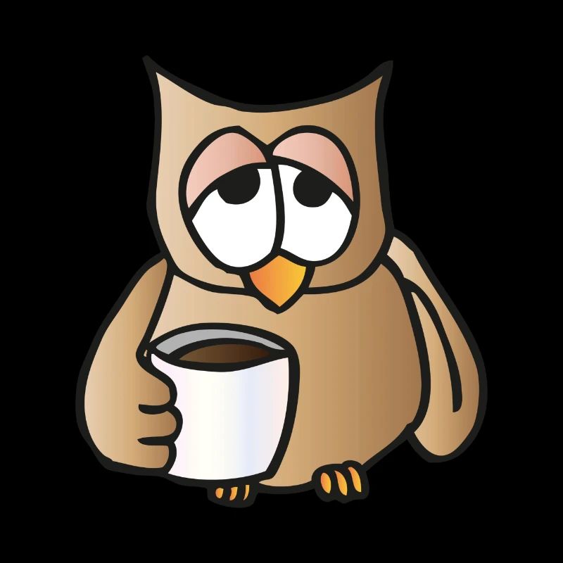 Owl with coffee