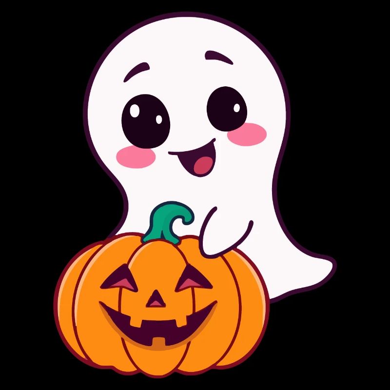 Cute Ghost Design with Pumpkin
