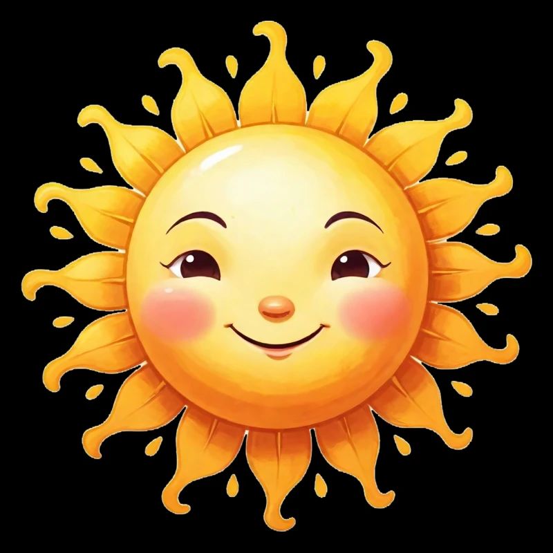 A funny and cheerful sun face Sun