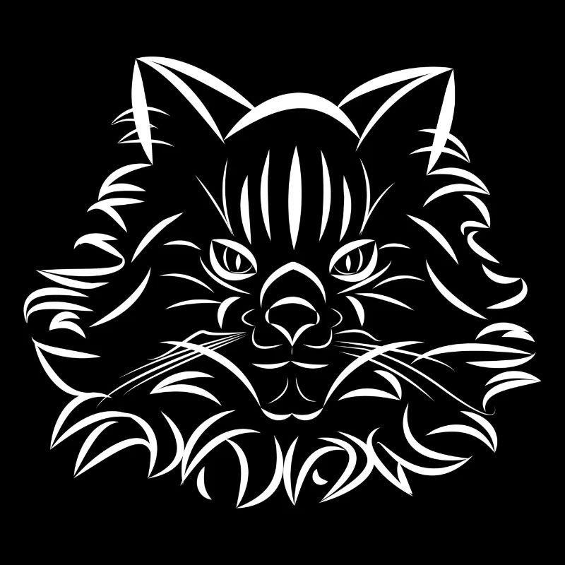 Cat face in white