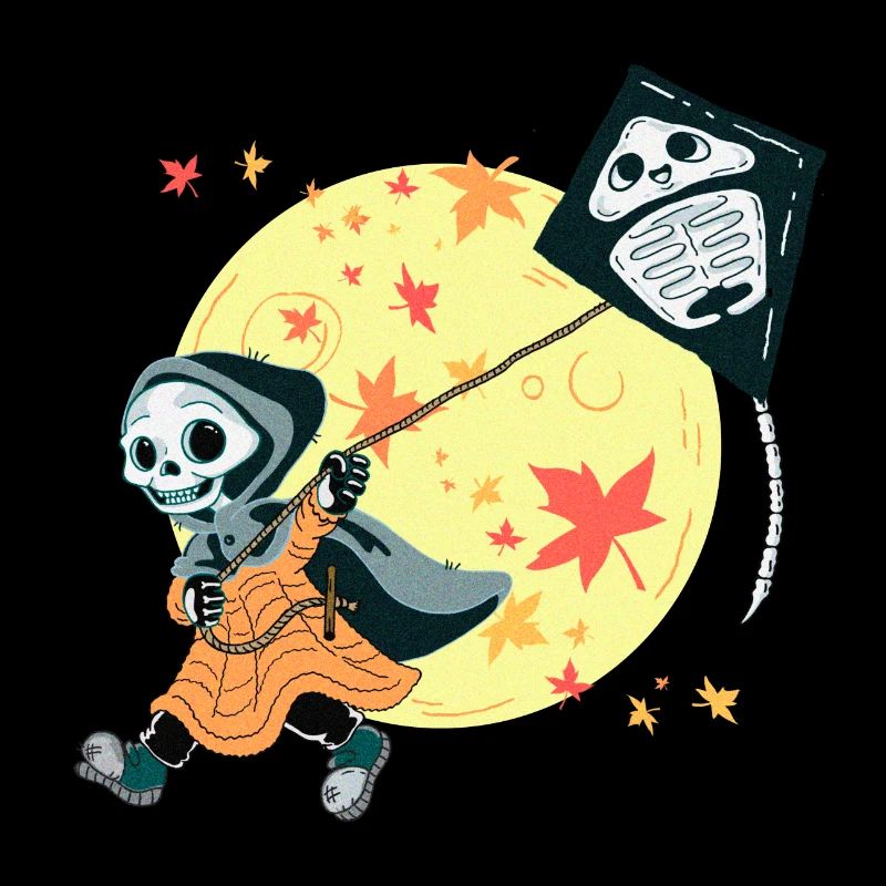 Drageflyvning - Halloween, efterår, skelet