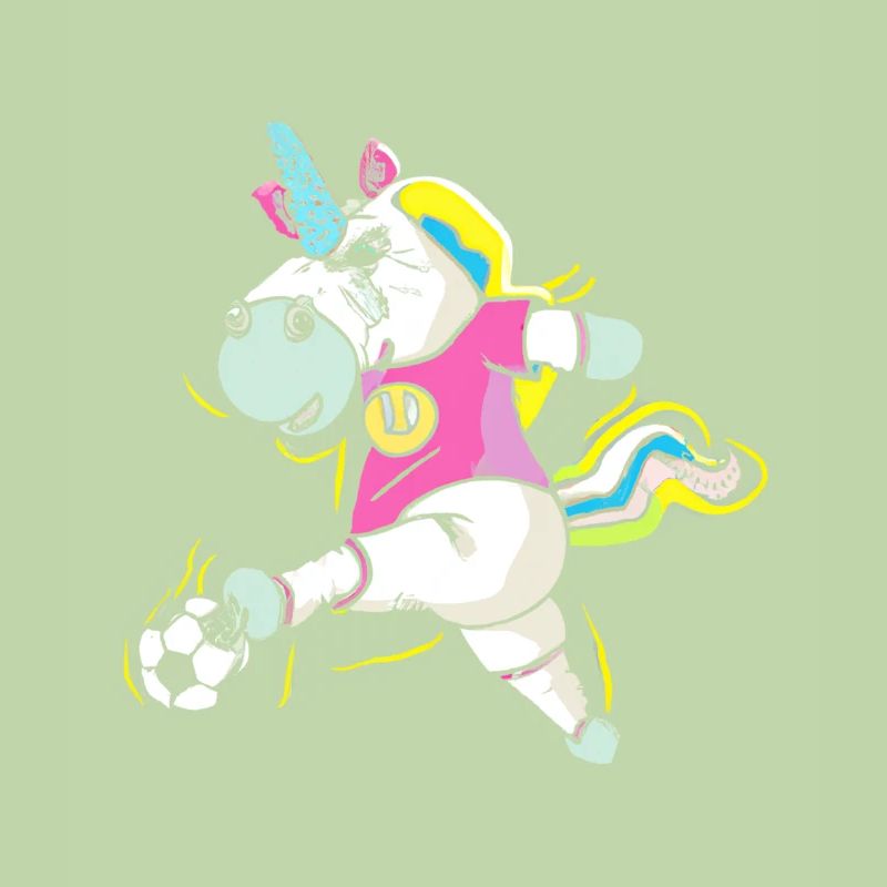 Fußball Einhorn Comic Style