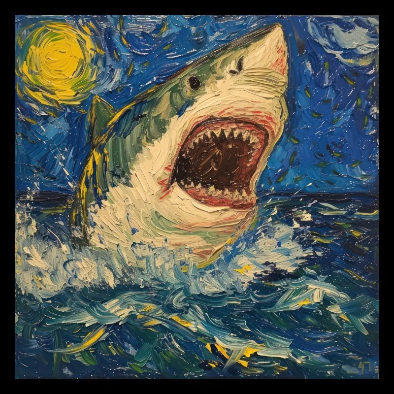 Shark, Shark, Fish, Van Gogh, Starry Night