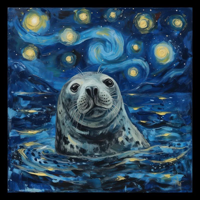 Seal, Sea Lion, Van Gogh, Starry Night