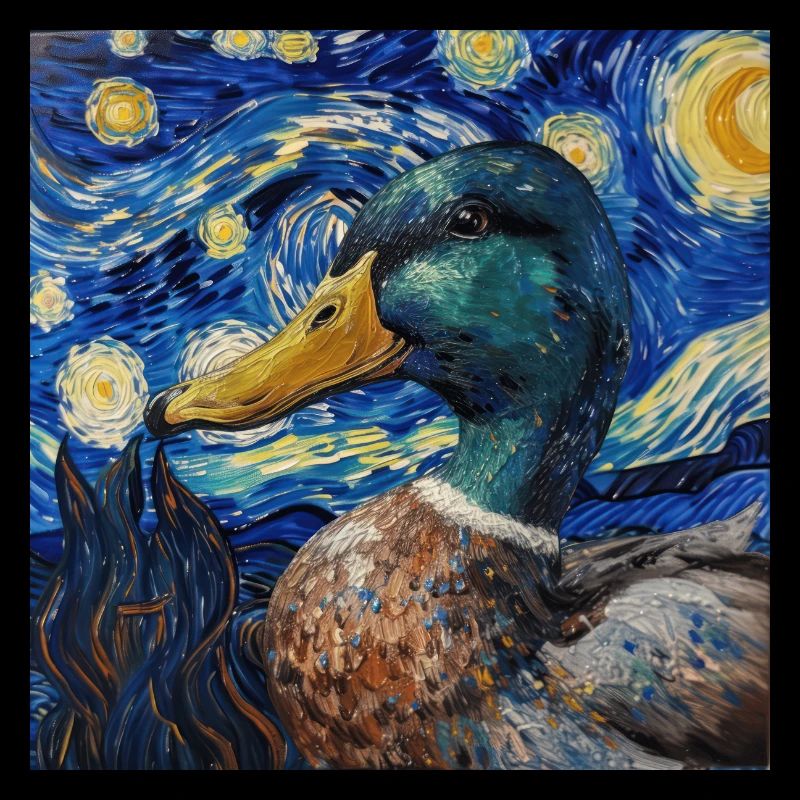 ente, tier, van gogh, sternennacht
