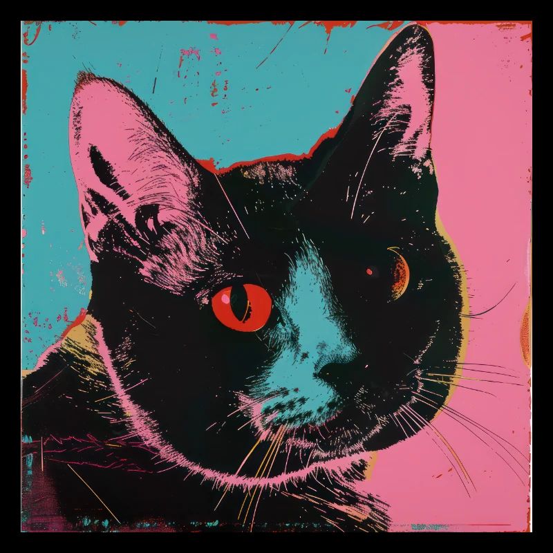 Chat, motif chat, pop art, cadeau, idée cadeau