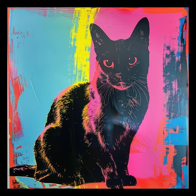 Chat, motif chat, pop art, cadeau, idée cadeau