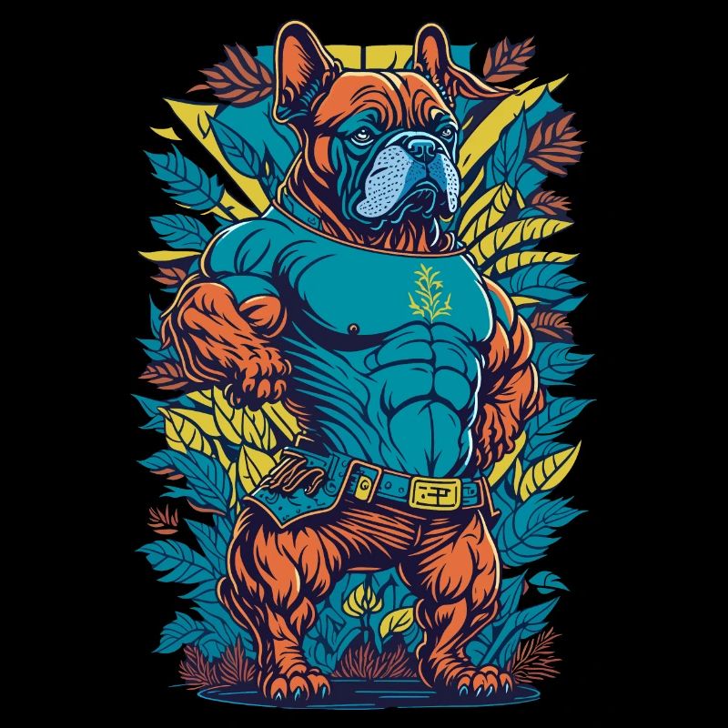 Bodybuilder Dog Illustration