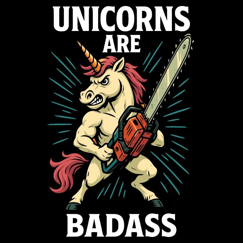 Licorne badass avec conception de tronçonneuse