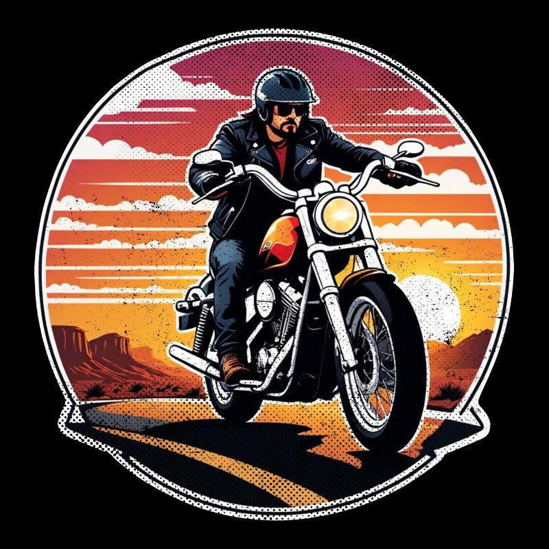 Motorcycle and Sunset, Biker Gift