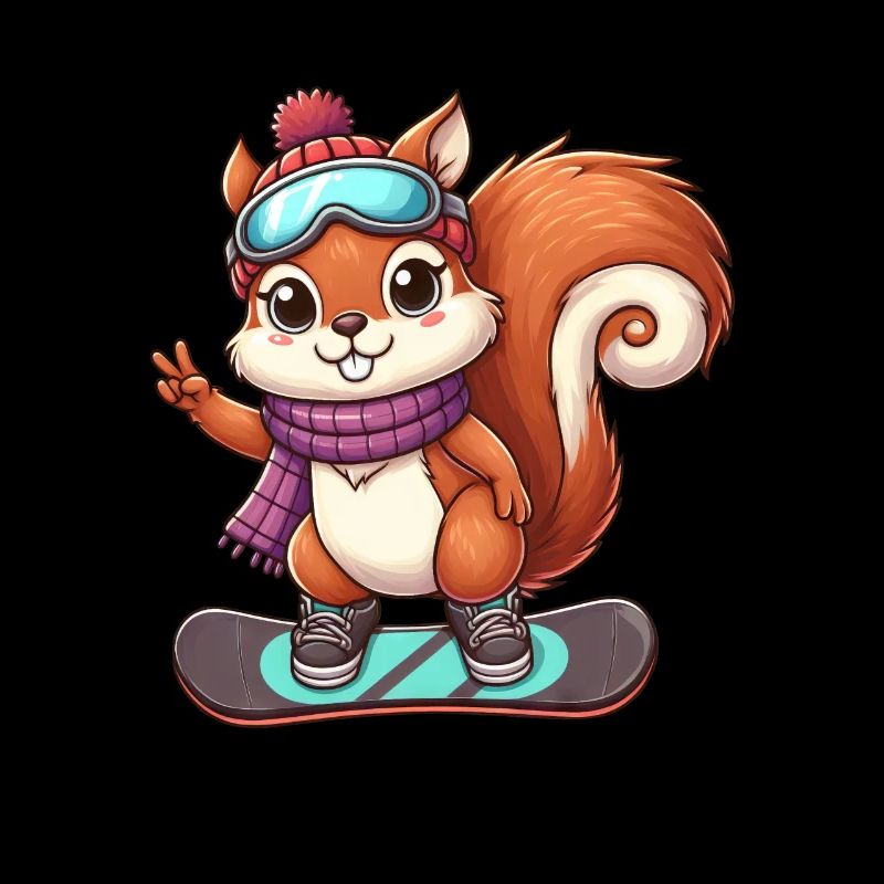 Snowboard Eichhörnchen Winterabenteuer