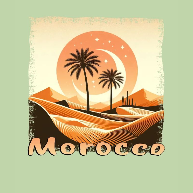 Maroc Sahara Coucher de soleil avec palmier