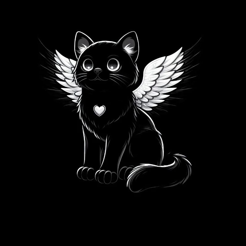 Schwarze Katze Engel Flügel Gothic-Stil