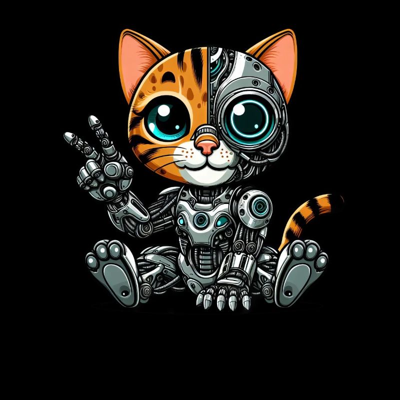 Cute Cat Robot Cyborg Mech Futuristic
