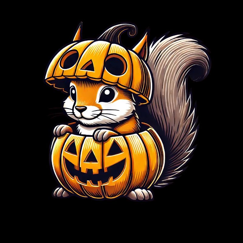 Mignon Halloween écureuil citrouille dessin animé