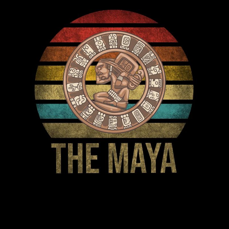 Mayan Calender Maya Itzamna Retro Sunset