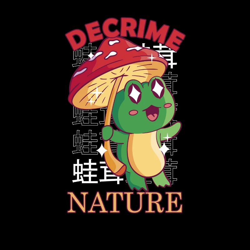 Decrime Nature Grenouille champignon colorée