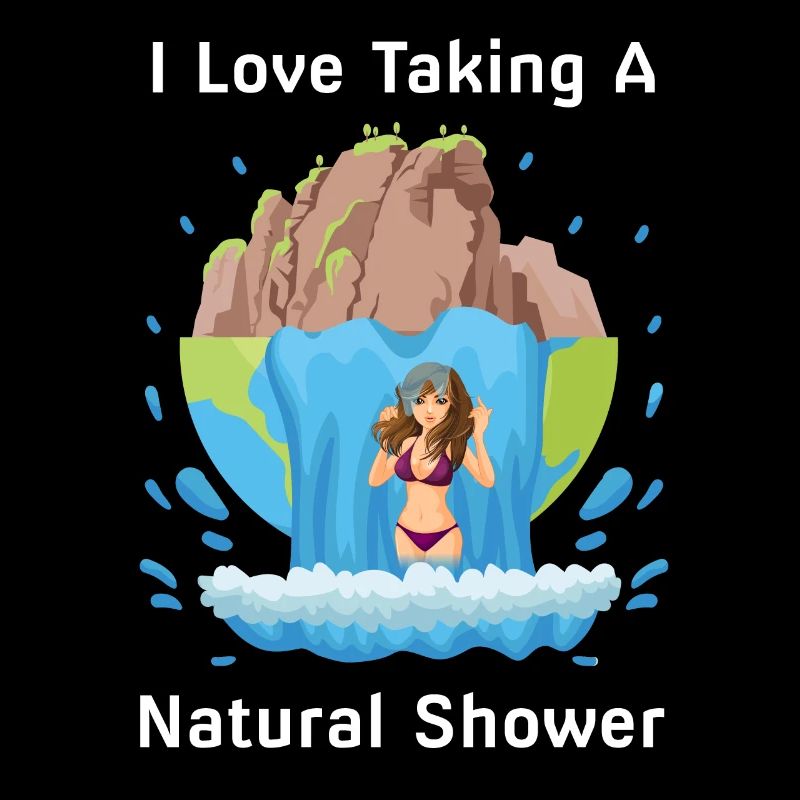 Femme sous cascade - douche naturelle