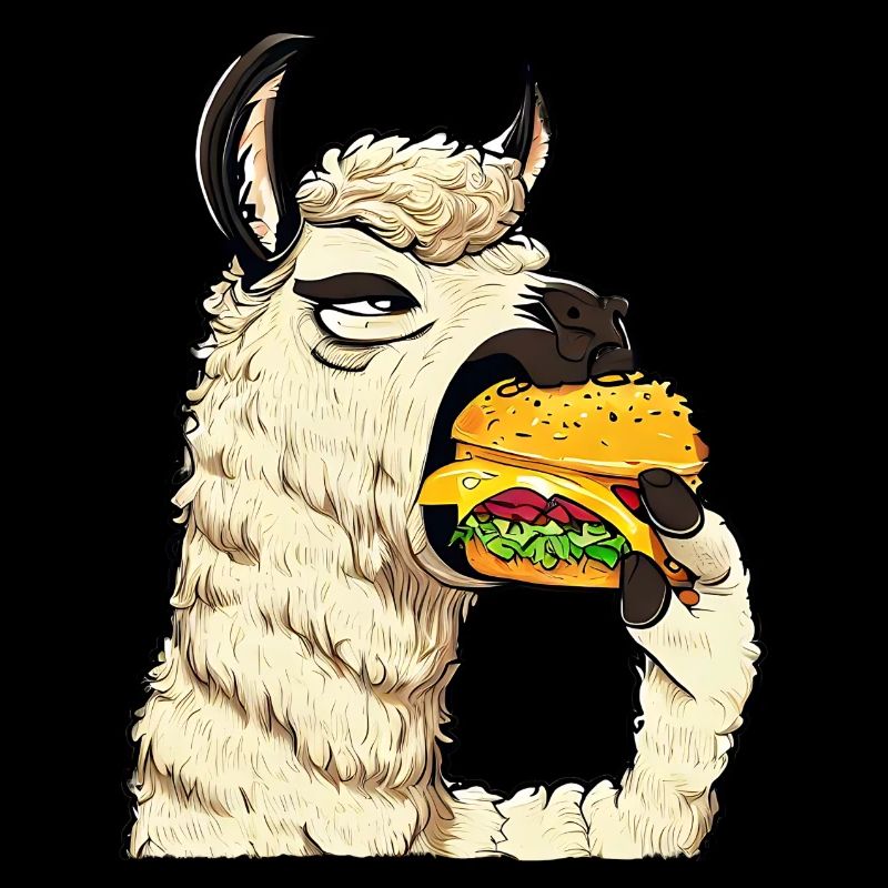 Cheeseburger essendes Lama