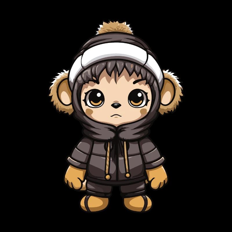 Singe Hiver Bande Dessinée Mignon