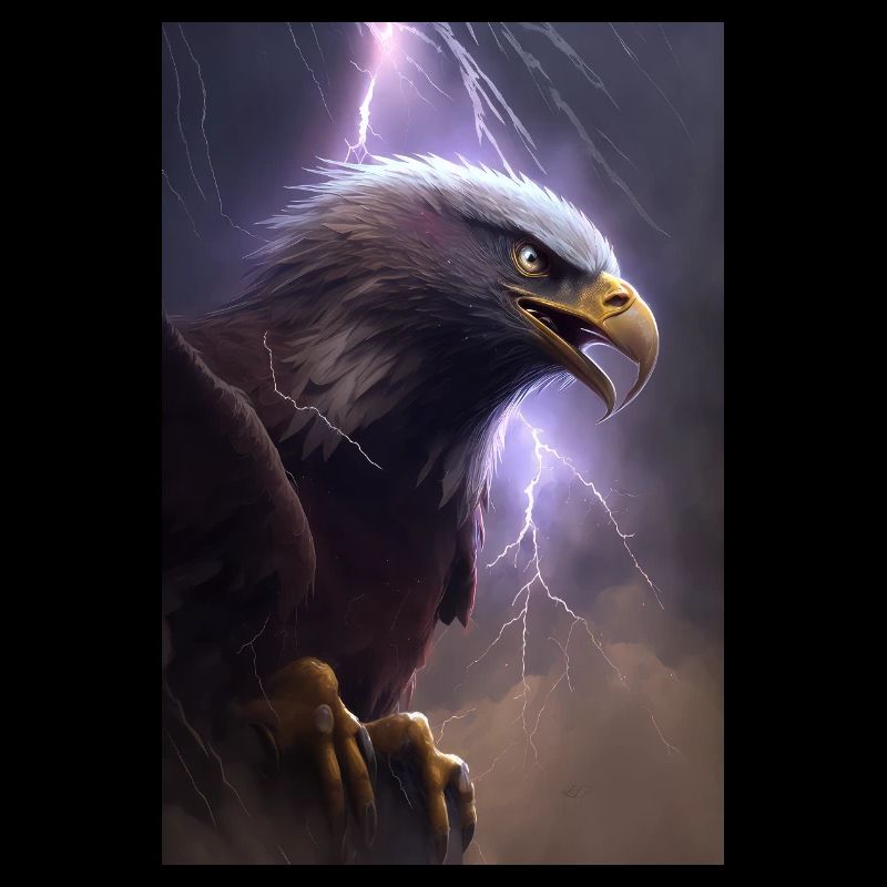 Eagle Lightning Cool Storm Animal Bird Epic