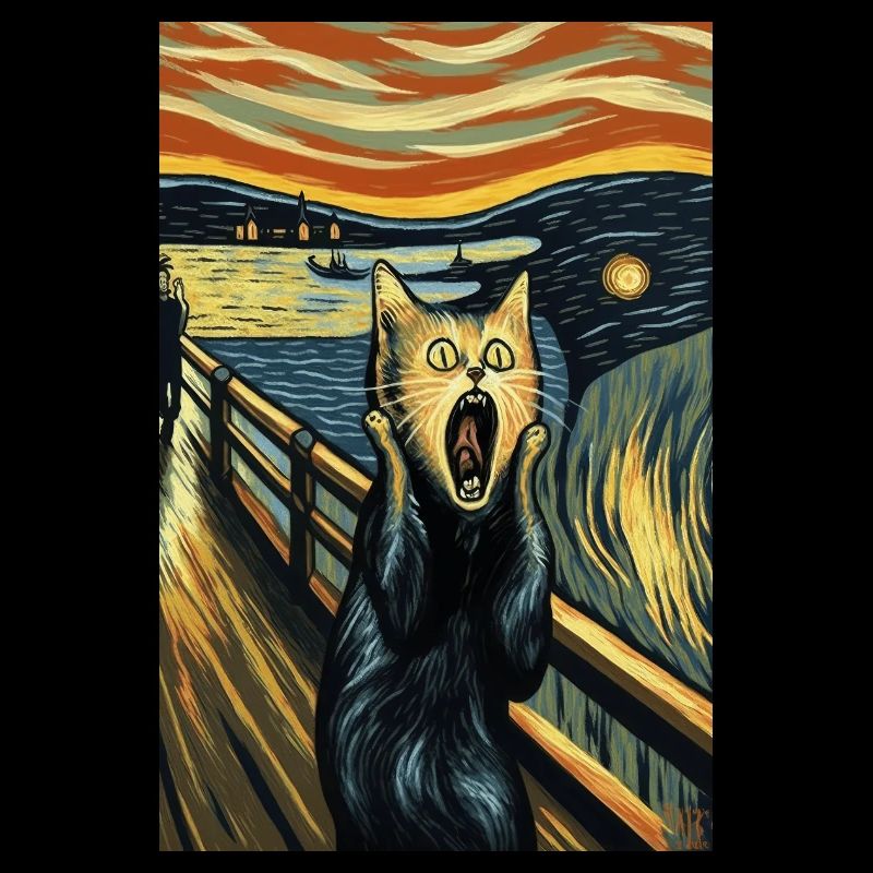 Katze Schrei Gemälde Lustig