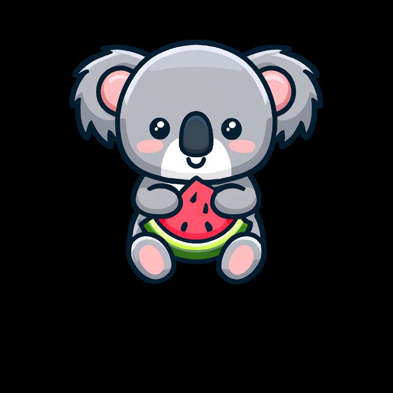 Le koala sucré mange de la pastèque rouge