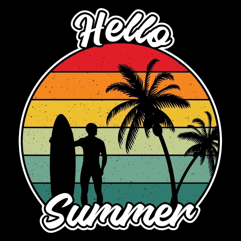 Hello summer, beach, surf, palm trees, sea