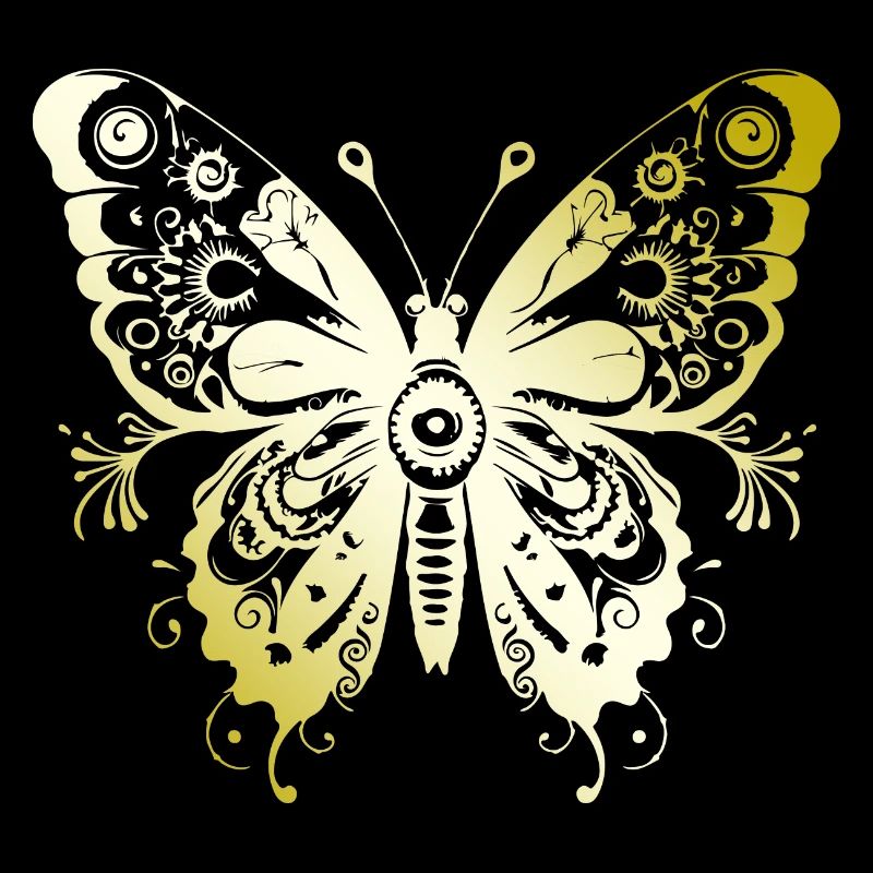 Schmetterling Mandala gold