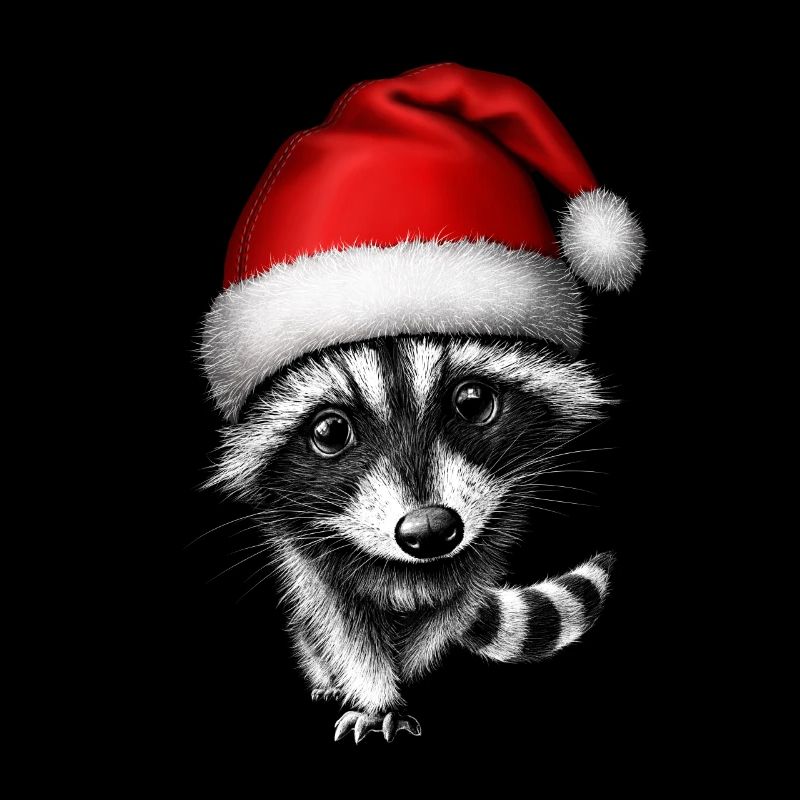 Mignon bébé raton laveur avec casquette pour Noël